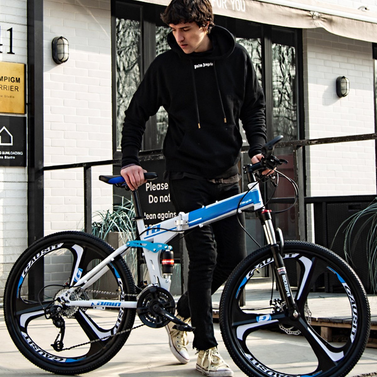 2024 Wholesale Quality Bicycle MTB 26Inch 21/24/27/30Speed Gear Mountain Folding Bike Adult Full Suspension Soft Tail Cycle