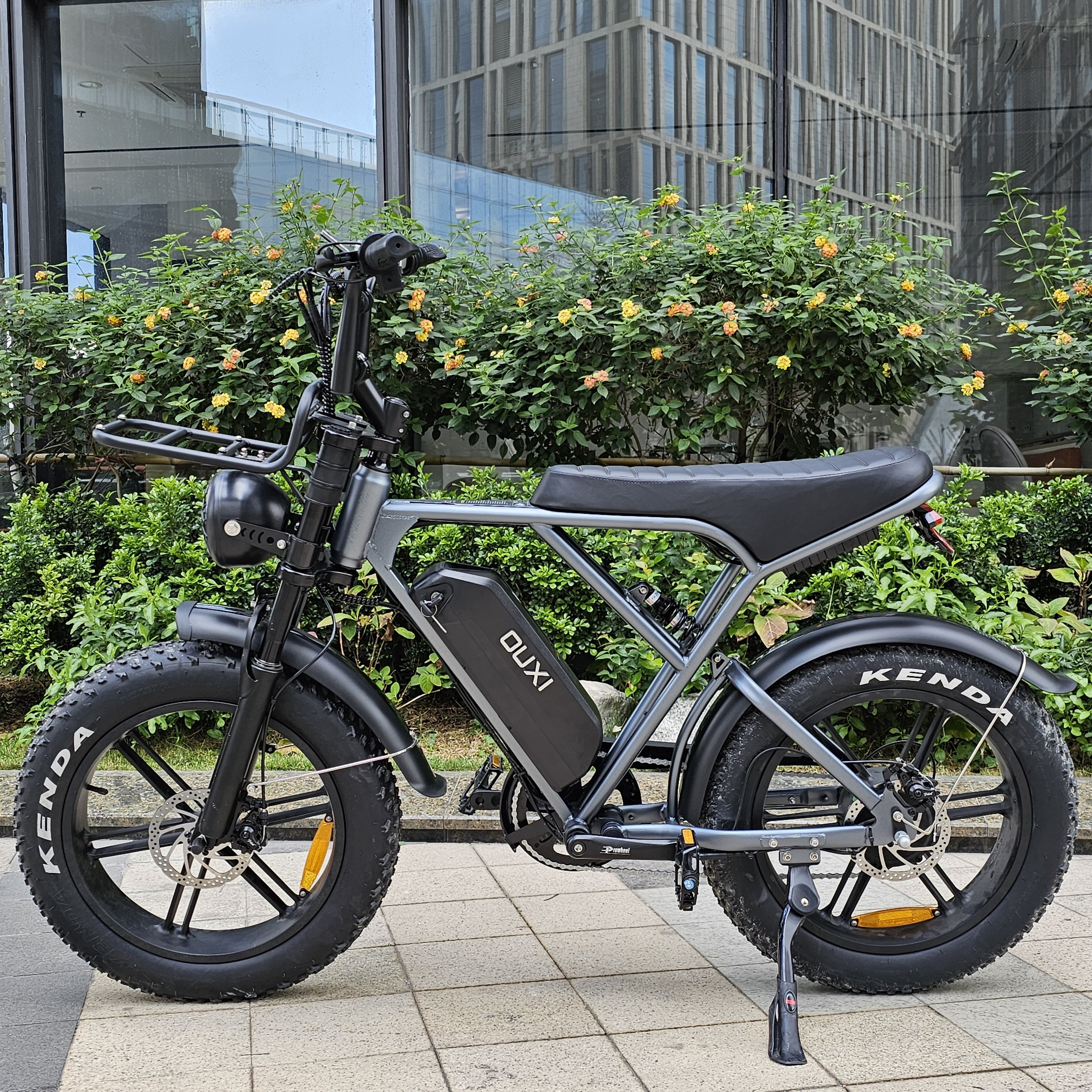 OUXI 20-Inch Electric Mountain Bike Fat Tire Bicycle OUXI H9 3.0 with Chain cover ,Alarm
