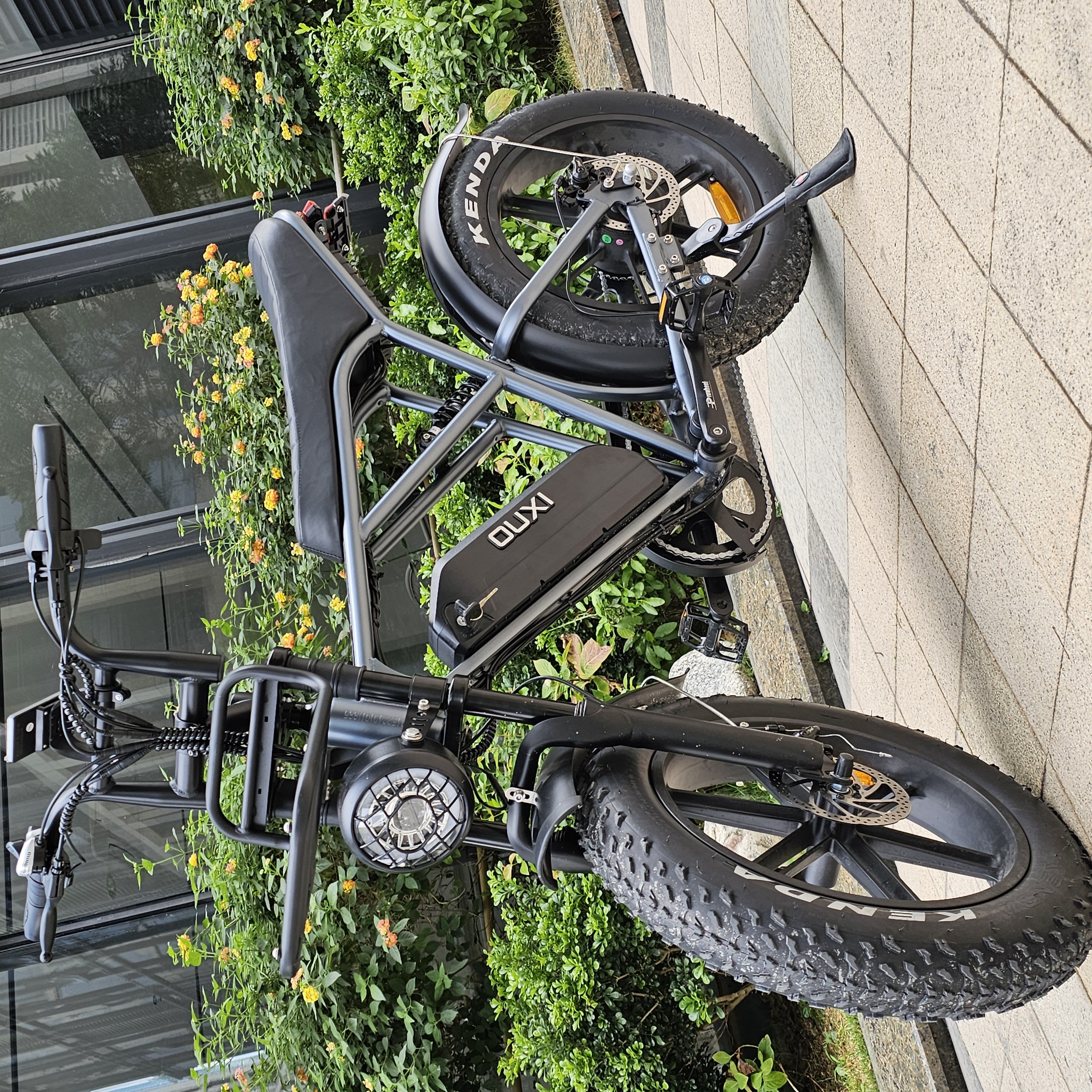 OUXI 20-Inch Electric Mountain Bike Fat Tire Bicycle OUXI H9 3.0 with Chain cover ,Alarm