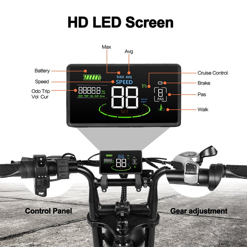 Electric City Bike 20*4'' Tire 500w Motor 48v 15.6ah Battery 45 Km/h Max Speed 50 Km Range Per Power