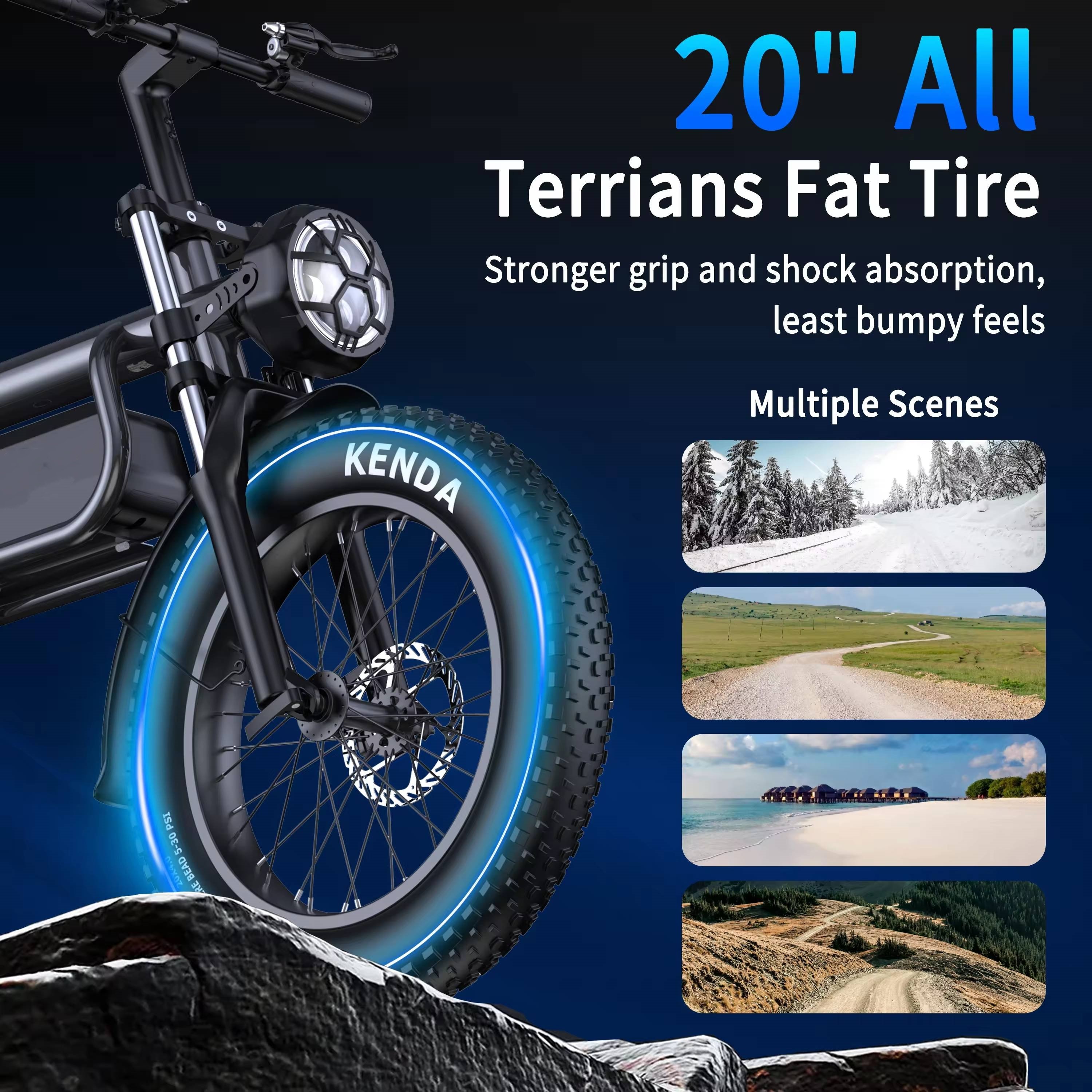 Popular 20 Inch 1000W 48V 15AH 50KM/H Electric City Fat Tire Bicycle Ebike Electric Mountain Bike For Adults
