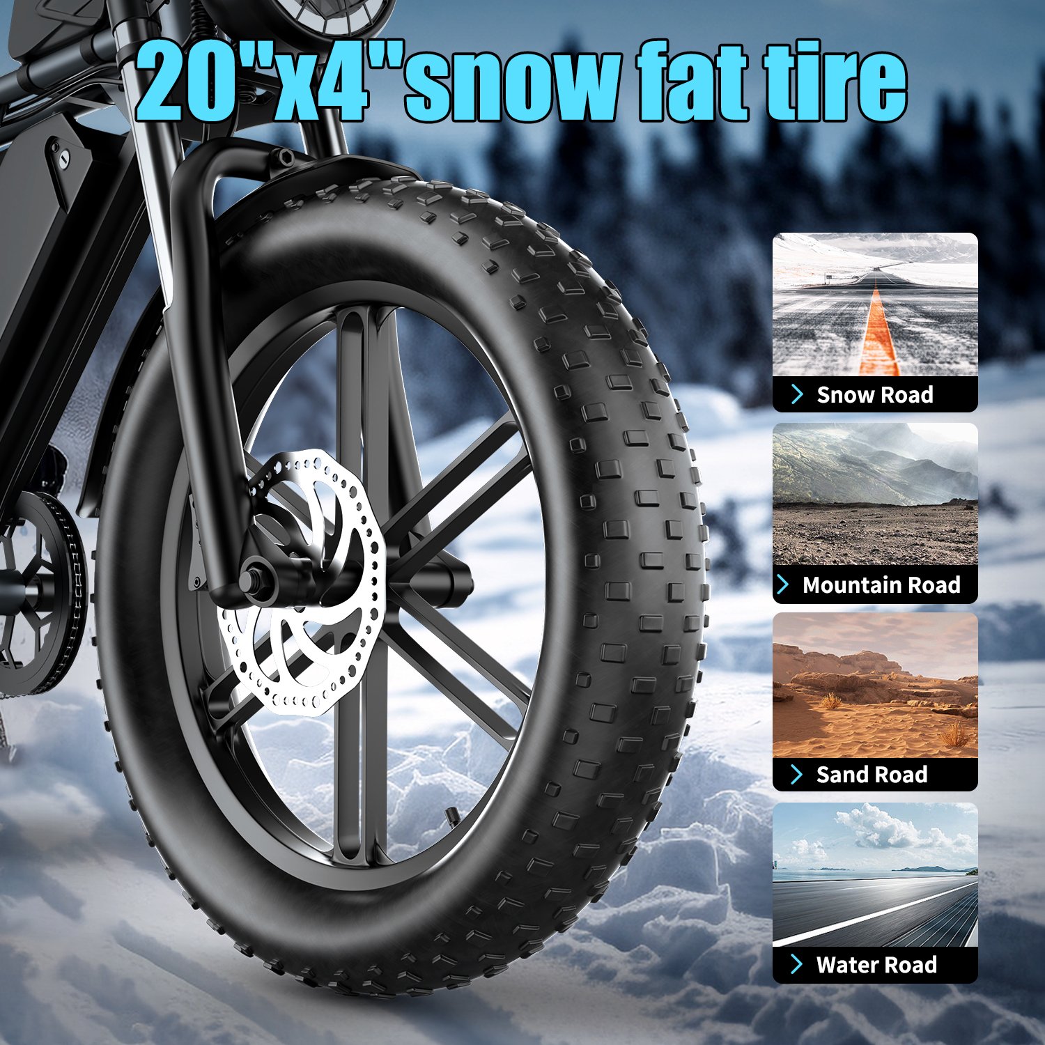 48V 20Ah lithium bike 1000W electric bike 20 inch large tires adult electric mountain bike