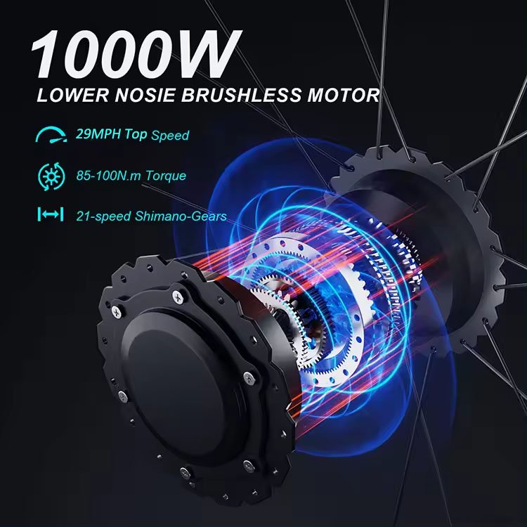 Zeegr Mountain Bike 48V 1000W Snow Ebike Fat Wheel Powerful Motor Electric Bicycle Fat Tire Electric Bike