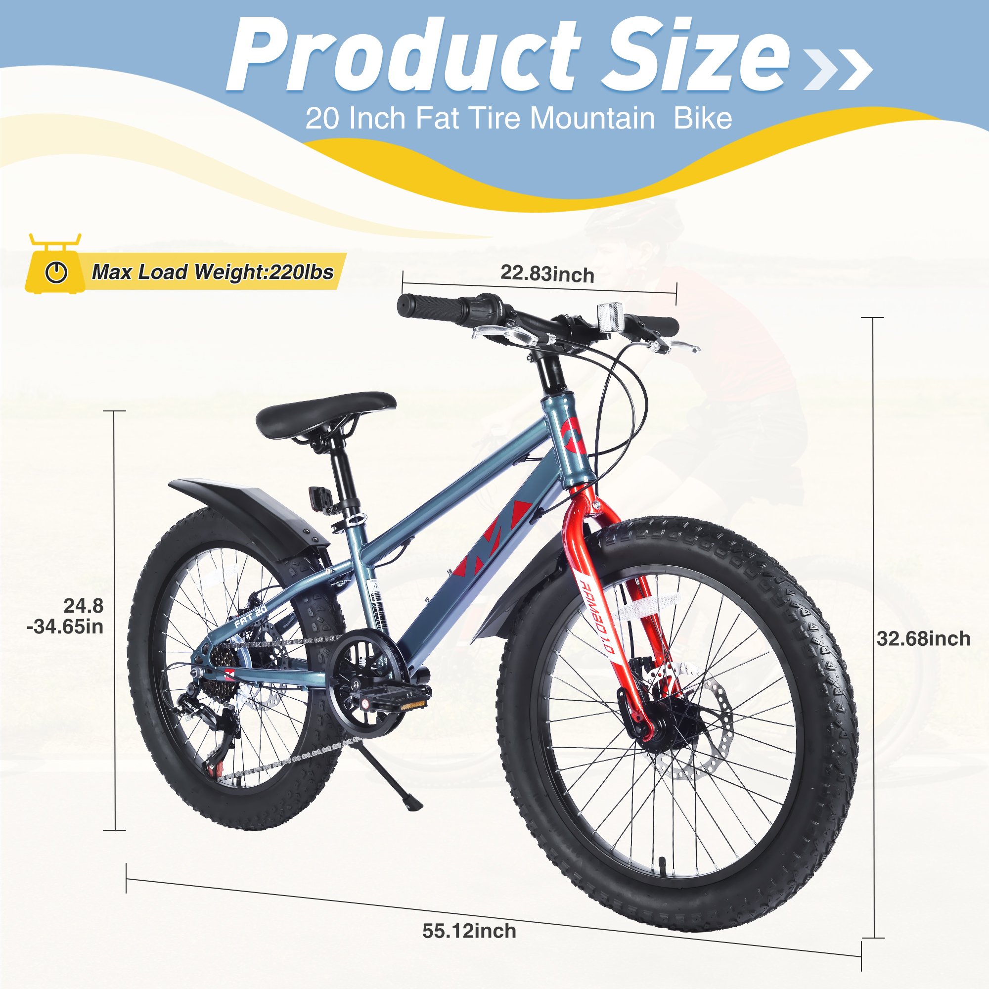ZUKKA 20 inch Top Mountain Bikes Affordable Fat Tire MTB With Steel Frame 7spd Grey Color