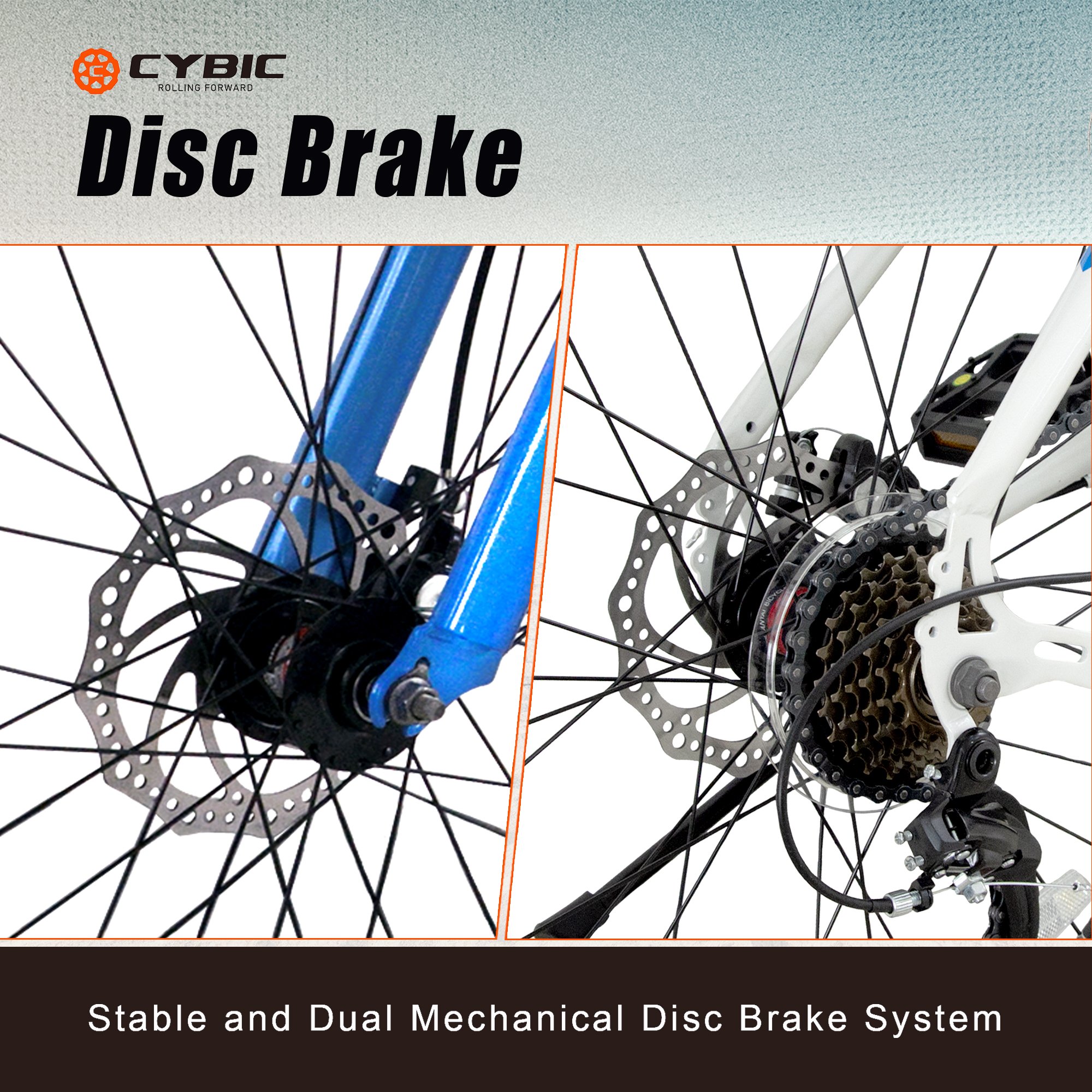 24 inch Wheels 7 Speeds with High Carbon Steel Frame Double Disc Brake Fat Tire Mountain Bike