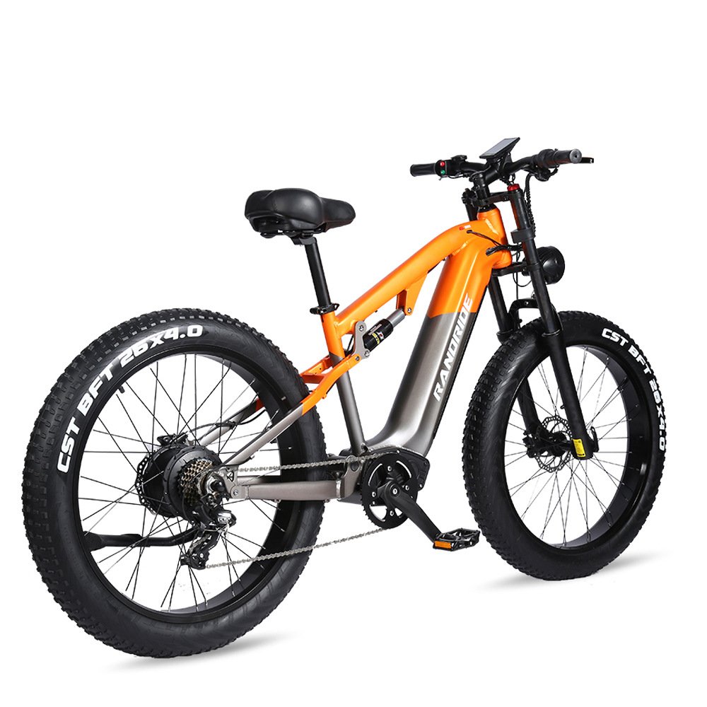 Eu Stock Mountain Bike Electric Full Shock 7 Speed Orange Electric Mountain Bike