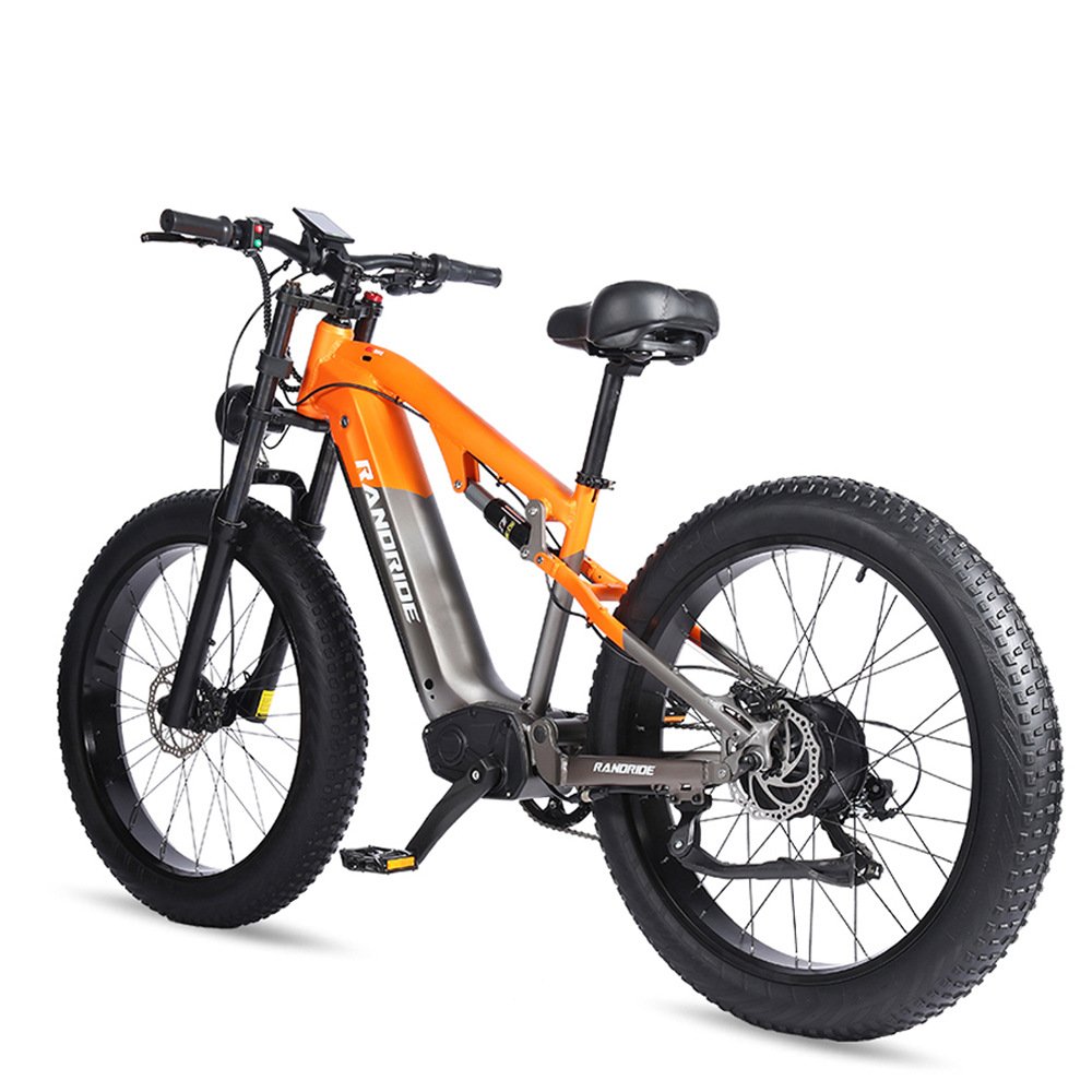 Eu Stock Mountain Bike Electric Full Shock 7 Speed Orange Electric Mountain Bike