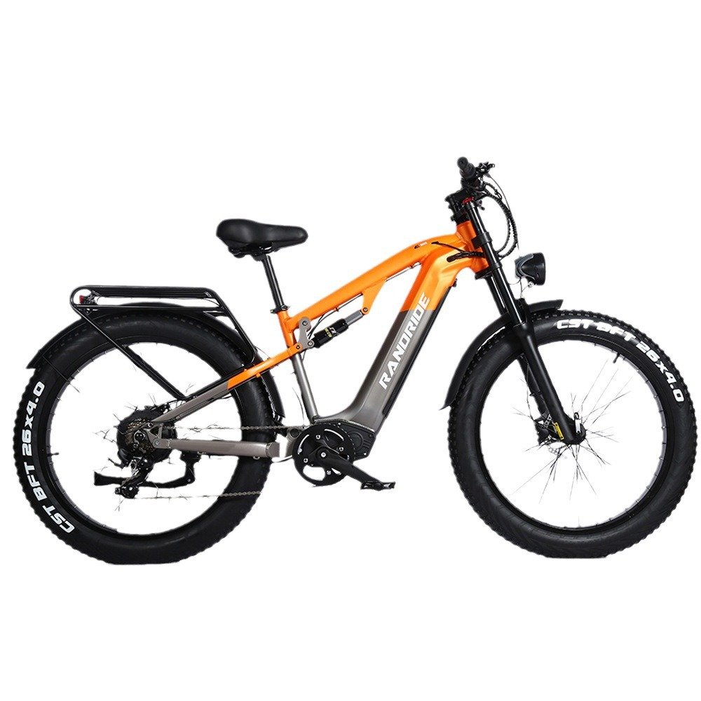 Eu Stock Mountain Bike Electric Full Shock 7 Speed Orange Electric Mountain Bike