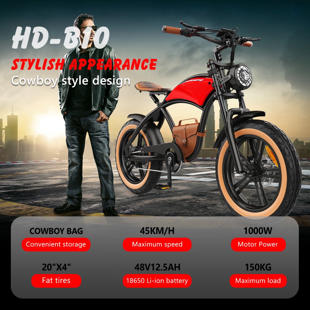 UK US EU Stock 48v Electric Hybrid Bike Hidoes B10 Beach Fat Tire E-bike Emtb Retro 13Ah 1000w Cheap Electric Bicycle