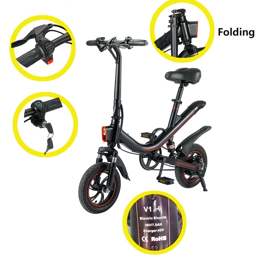Hot sale 12 inches 350W Lithium battery light weight mini electric Folding city bikes in EU USA warehouse
