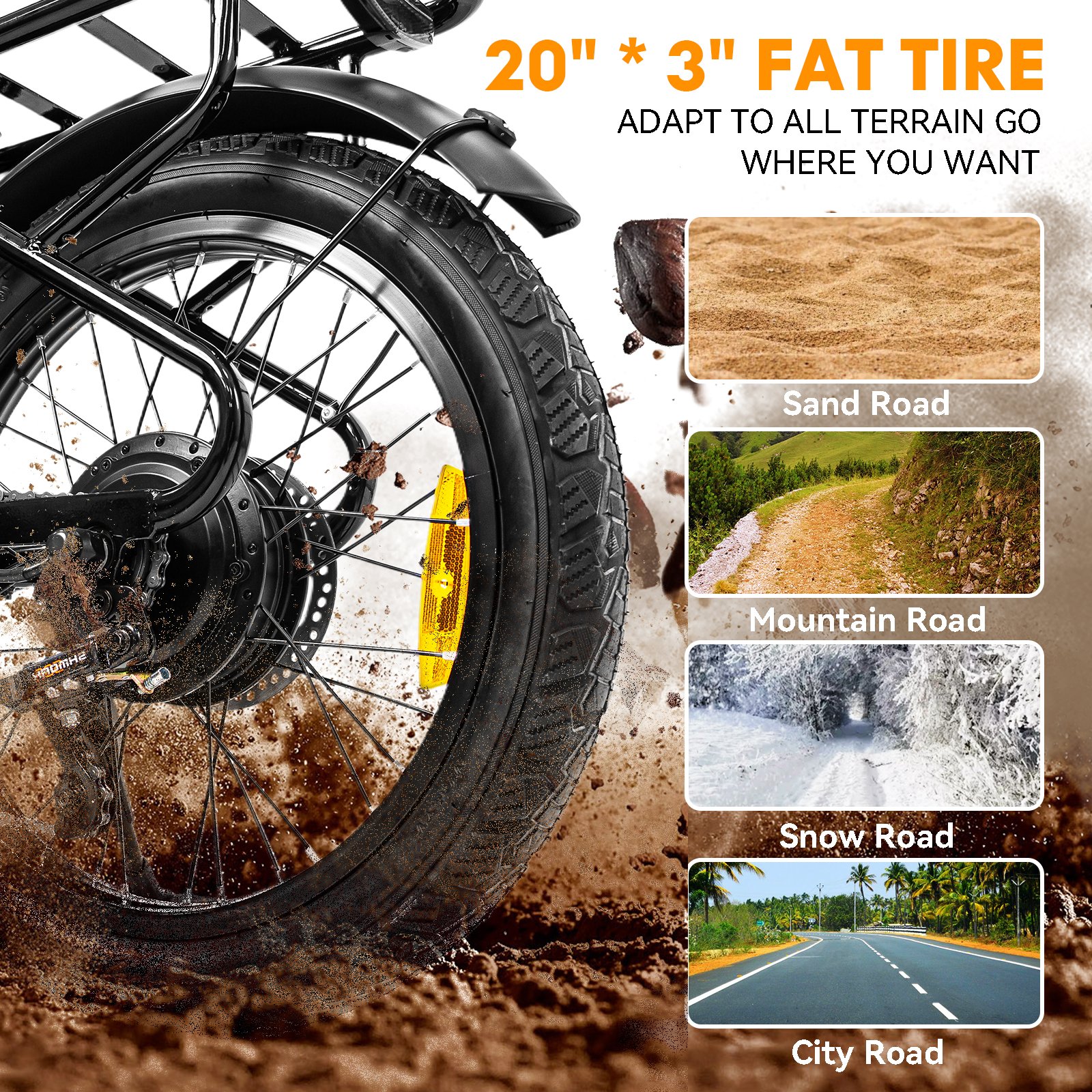 US Warehouse Electric Sports Bike Folding Bike Full Suspension Mountain Bike 750W 48V Fat Tire Ebike for Adults