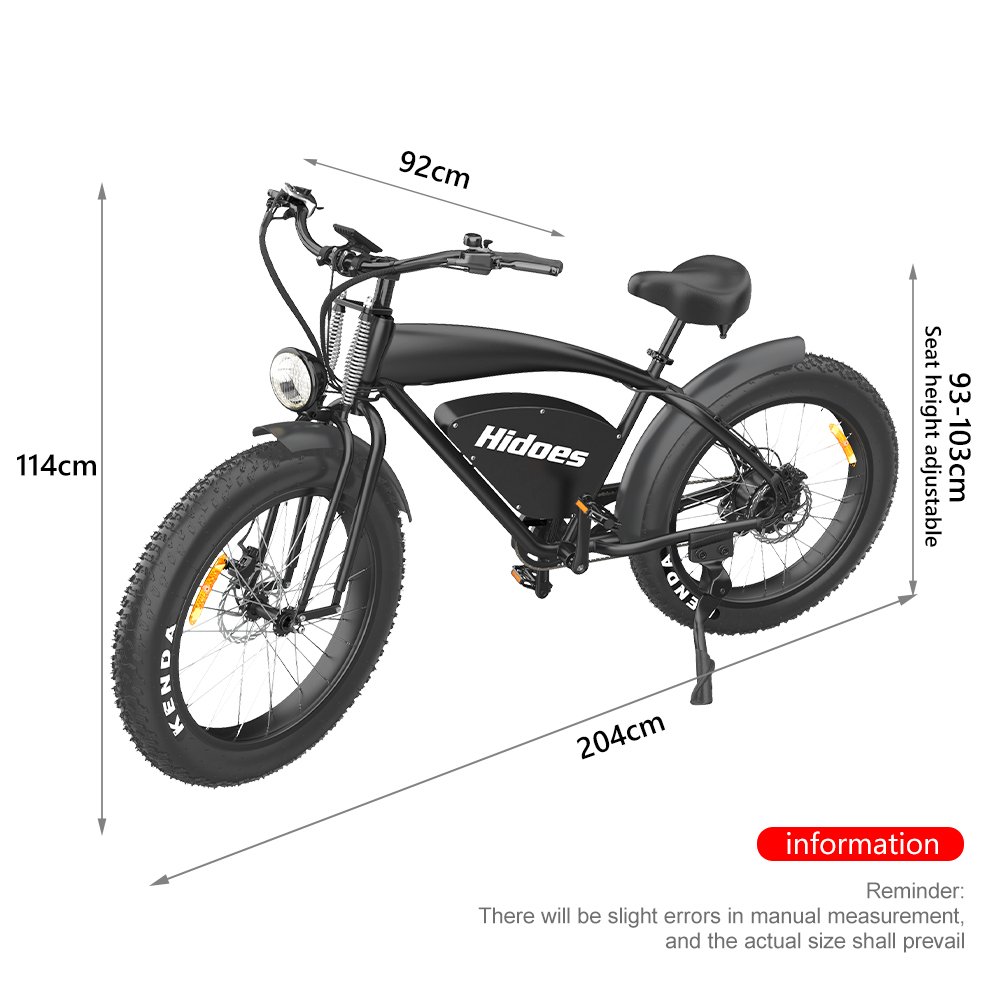 Ready Stock Hideoes B3 26inch Electric Bike Mountain Fatbike with 48V and Lithium Battery Power Supply