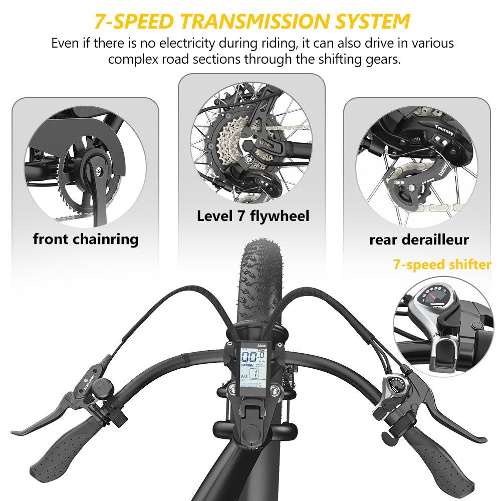 Ready Stock Hideoes B3 26inch Electric Bike Mountain Fatbike with 48V and Lithium Battery Power Supply