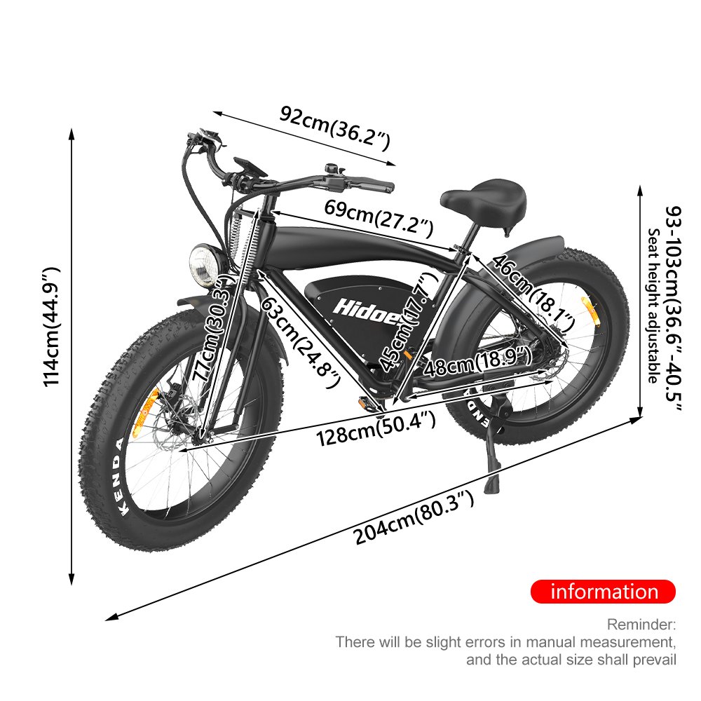 Ready Stock Hideoes B3 26inch Electric Bike Mountain Fatbike with 48V and Lithium Battery Power Supply