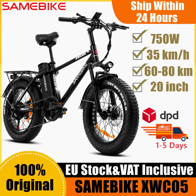 EU Direct SAMEBIKE XWC05 Electric Mountain Bike 20 Inch Off-road Fat Tire 750W 48V 13AH For Adults Electric Bicycle 35km/h