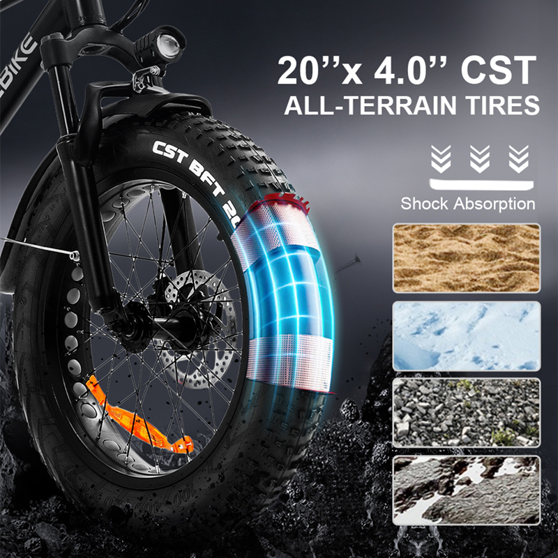 EU Direct SAMEBIKE XWC05 Electric Mountain Bike 20 Inch Off-road Fat Tire 750W 48V 13AH For Adults Electric Bicycle 35km/h