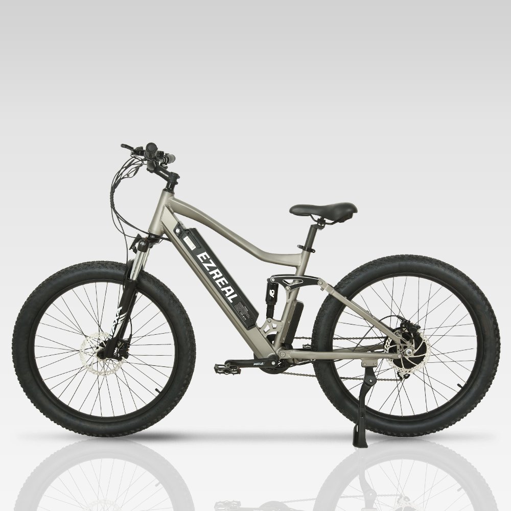 EZREAL Stock Electric Mountain Bike 48V 750W Full Suspension E Bicycle Ebike MTB Lithium Battery Rear Hub Motor Aluminum Alloy