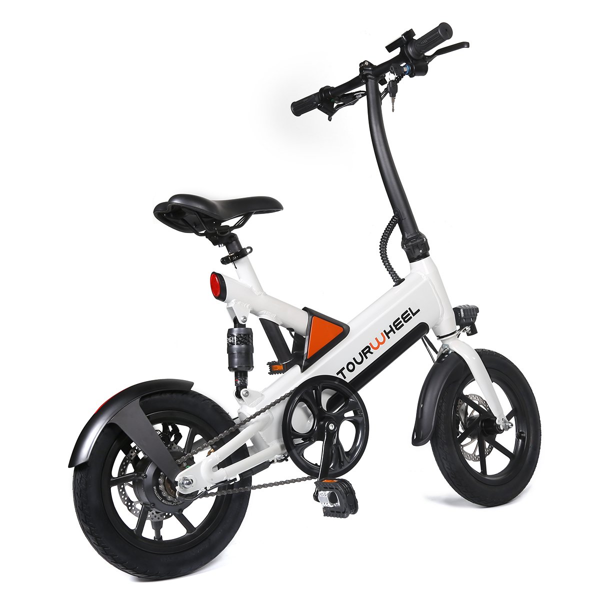 Tourwheel Aluminum frame F/R disc brake sports ebike 14 inch folding hybrid Electric city bike