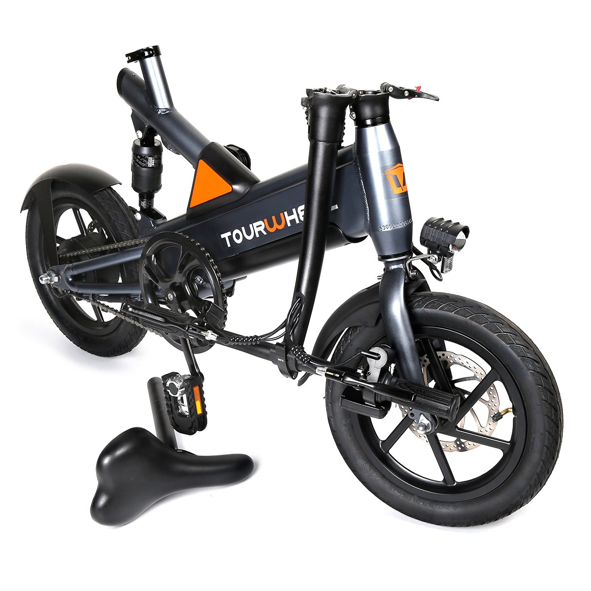 Tourwheel Aluminum frame F/R disc brake sports ebike 14 inch folding hybrid Electric city bike