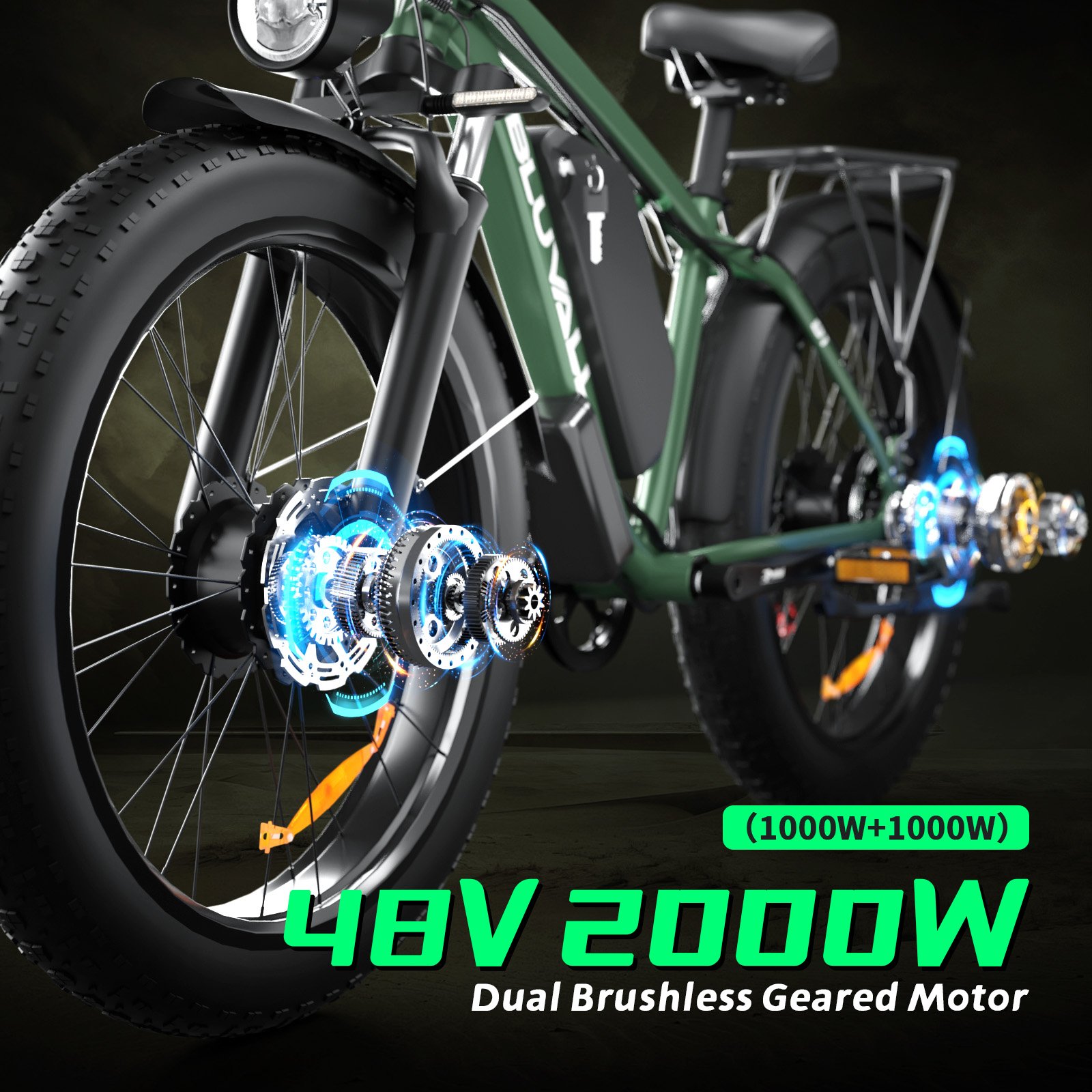 Us Warehouse 48v 22.4ah 2000w Dual Motor Electric Mountain Bike 26x4 Inch Full Suspension Electric Bicycle Fat Tire E Bike