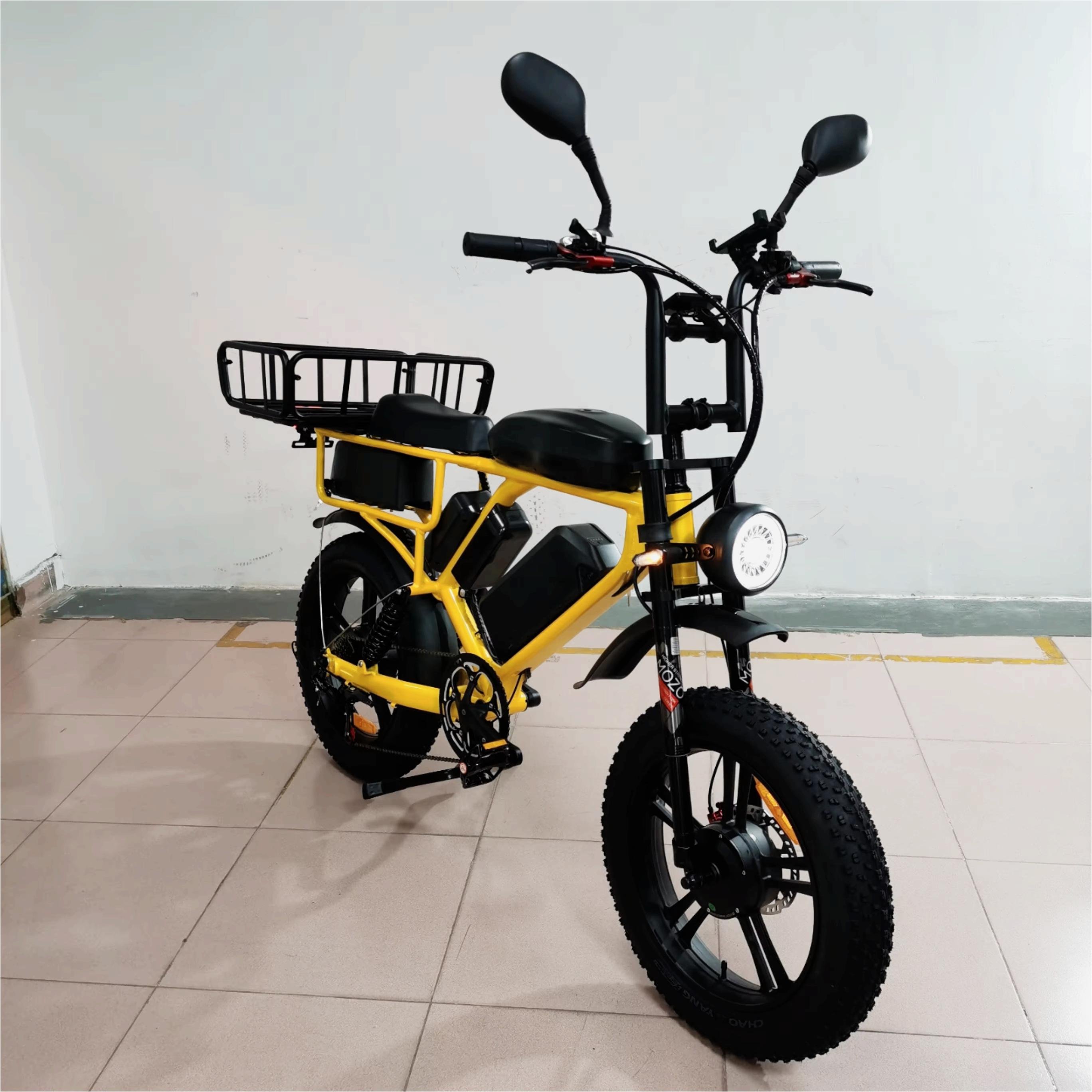 Hot Sell 20 Inch Dual Motor 2000W 52V 66AH electric cargo bike Mountain Ebike Full suspension Fat Tire Electric Bike