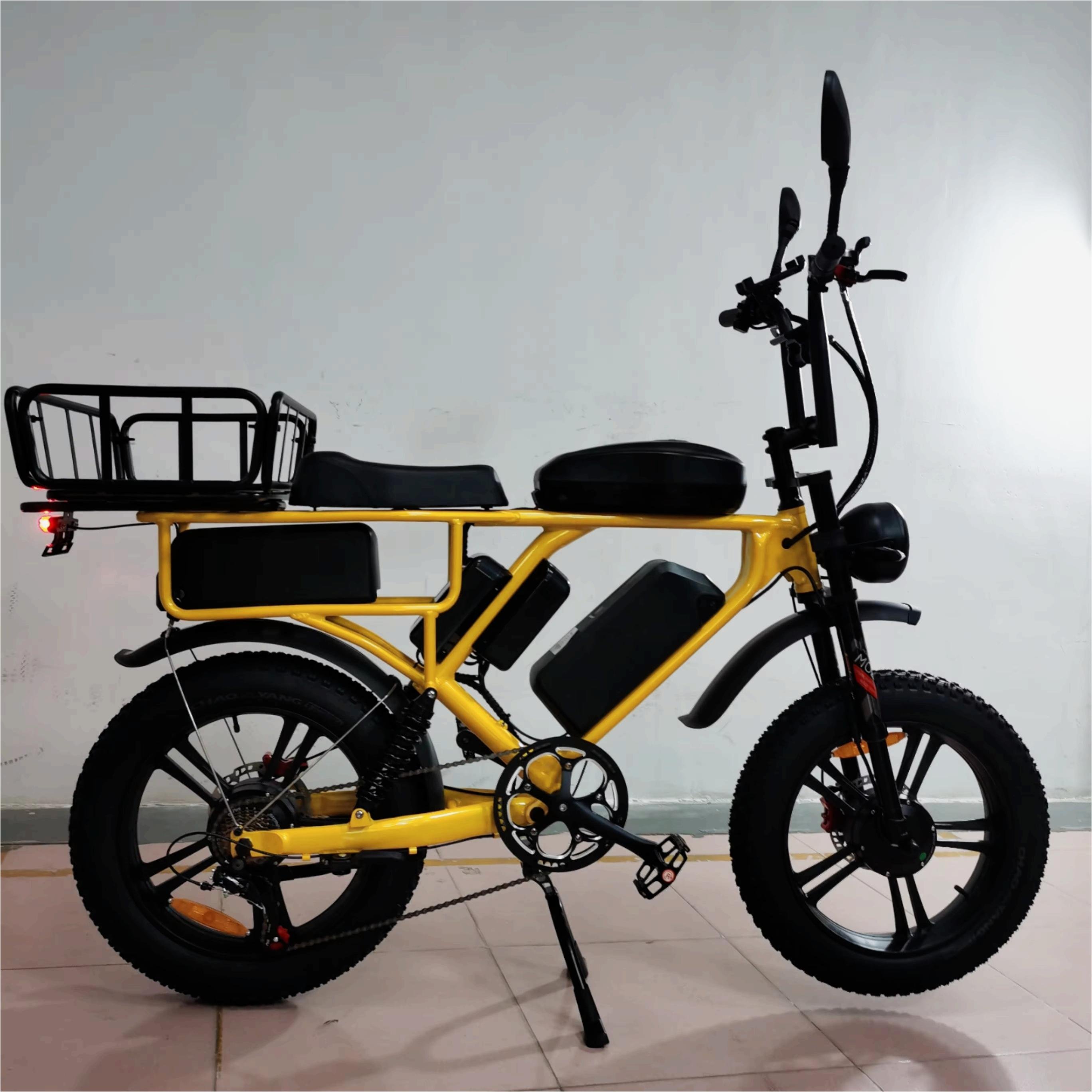 Hot Sell 20 Inch Dual Motor 2000W 52V 66AH electric cargo bike Mountain Ebike Full suspension Fat Tire Electric Bike