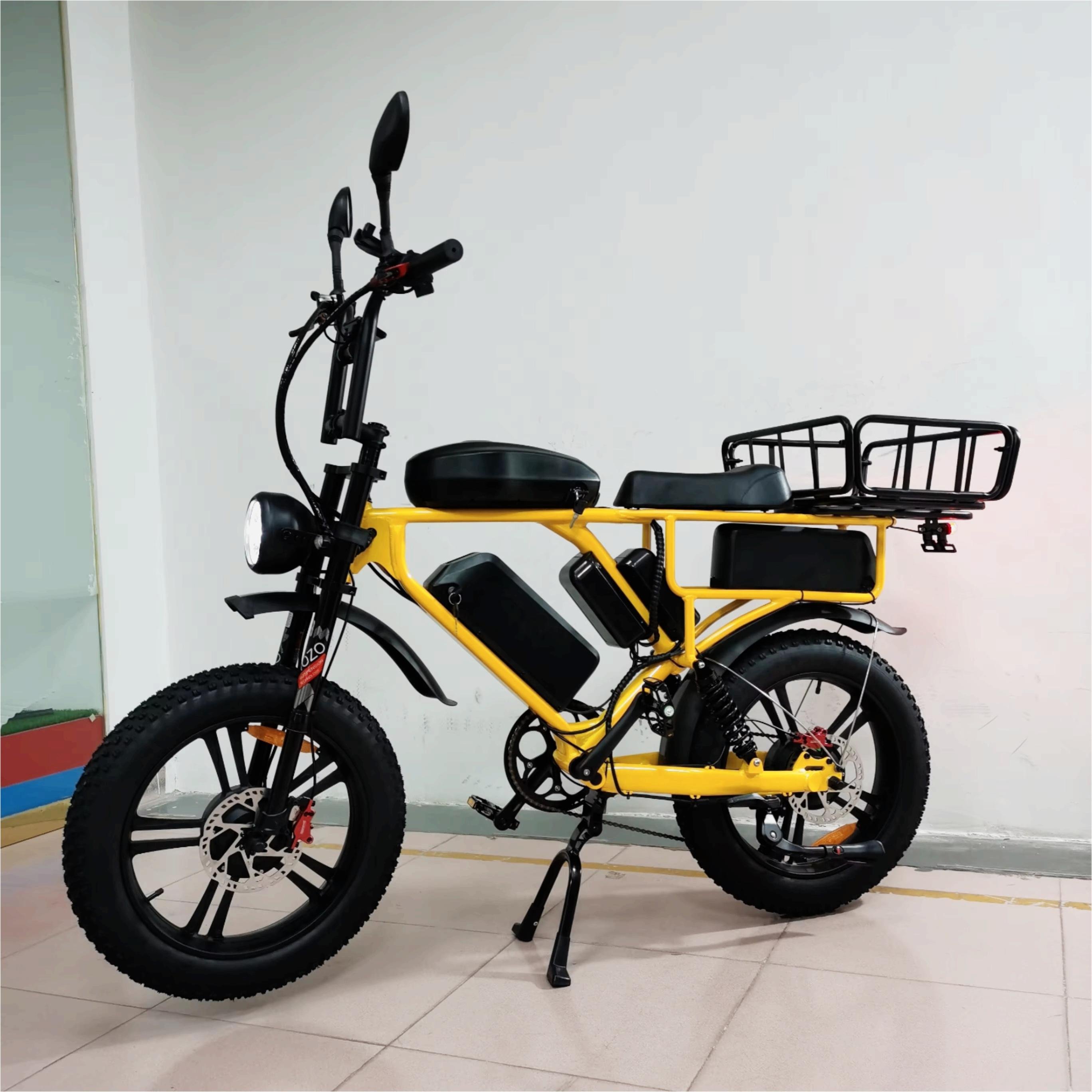 Hot Sell 20 Inch Dual Motor 2000W 52V 66AH electric cargo bike Mountain Ebike Full suspension Fat Tire Electric Bike