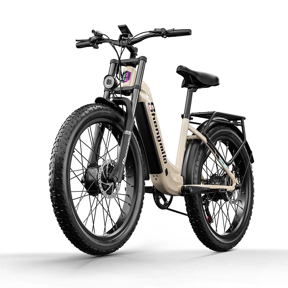New Full Suspension 48v2000W 17.5AH 26 Inch Mountain Adult Bicycle Fat Tire Bicycles Fat Tire 7 Speed Electric Bike SHENGMILO