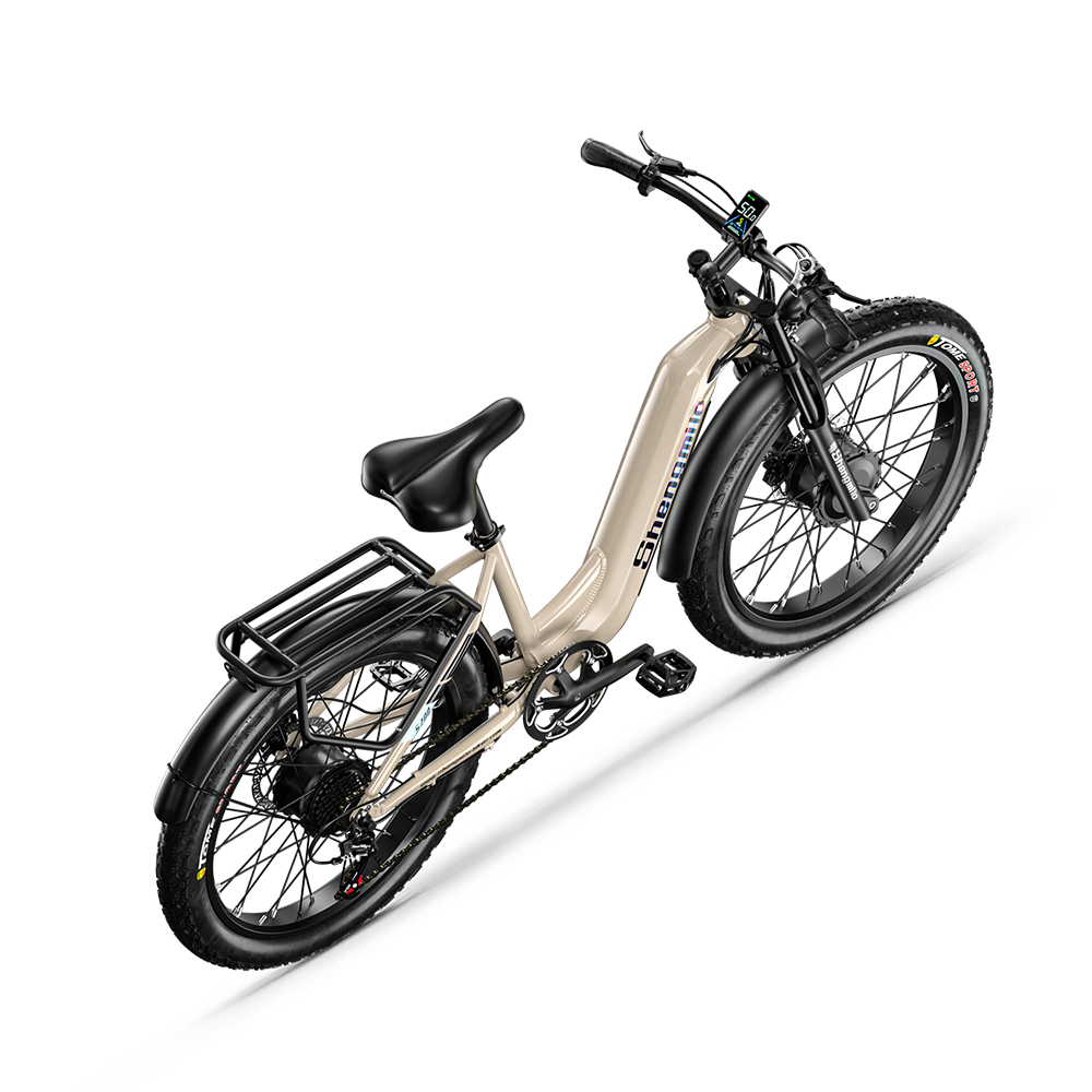 New Full Suspension 48v2000W 17.5AH 26 Inch Mountain Adult Bicycle Fat Tire Bicycles Fat Tire 7 Speed Electric Bike SHENGMILO