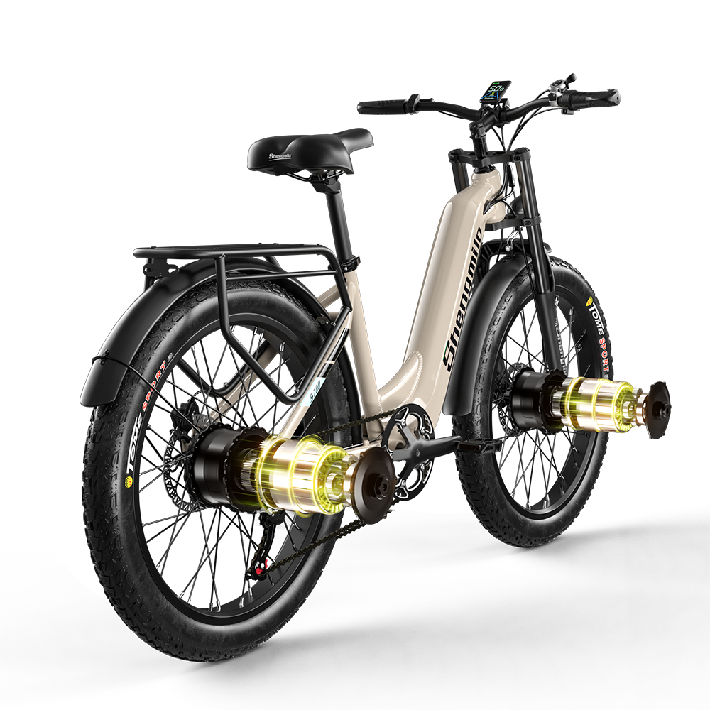 New Full Suspension 48v2000W 17.5AH 26 Inch Mountain Adult Bicycle Fat Tire Bicycles Fat Tire 7 Speed Electric Bike SHENGMILO