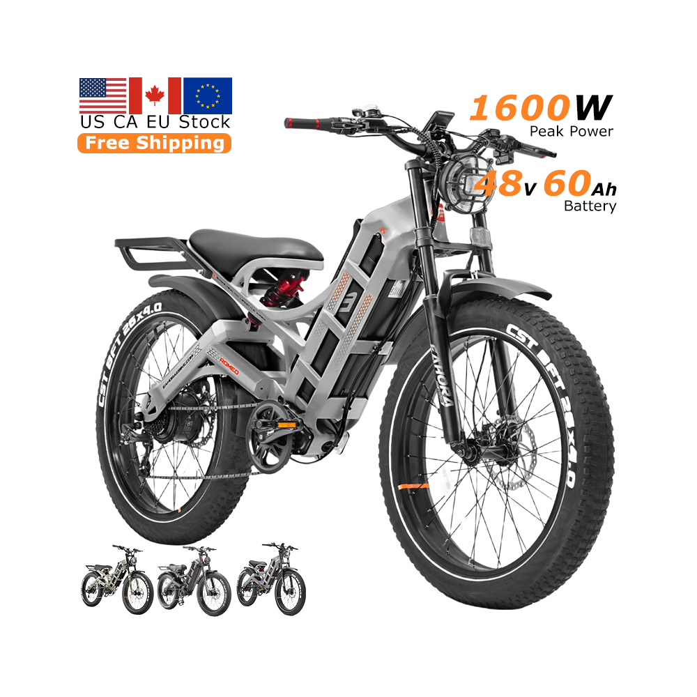 Eahora Romeo Pro 26*4 Tire 1200W Brushless Motor, Removable Battery 48V60ah, Hydraulic Disc Brake Electric Bike for Adults