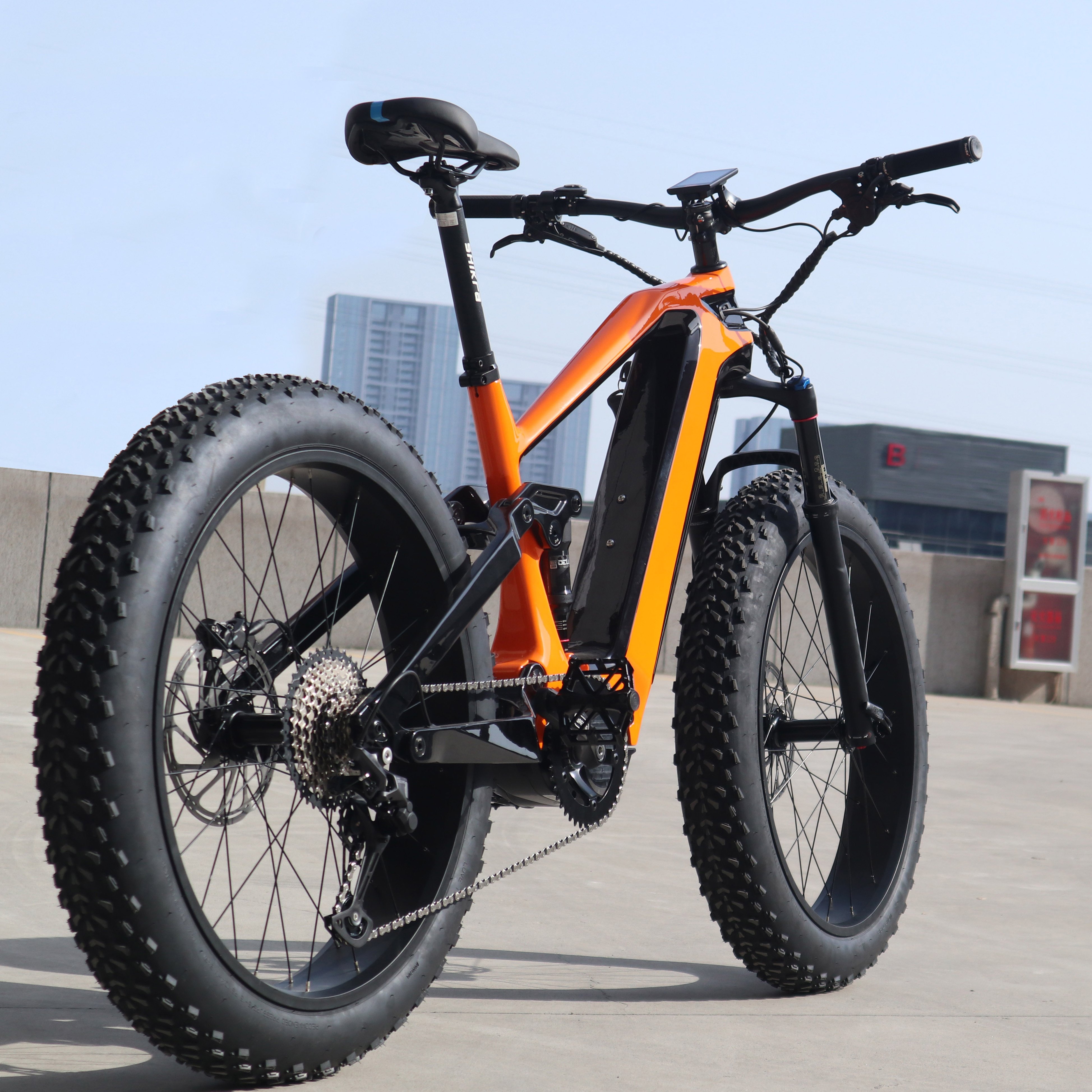 Carbon Fibre Velo Electrique with Mid Drive Motor Ebike 26 Mountain Bike 52V Battery Bafang 1000W
