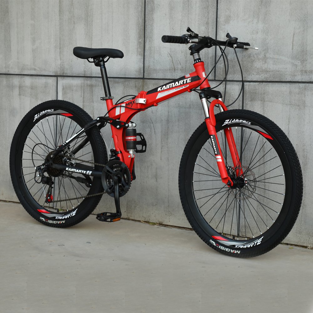 folding bicycle 26 inch high carbon steel frame 21/24/27-speed double disc brake road mountain bike for unisex