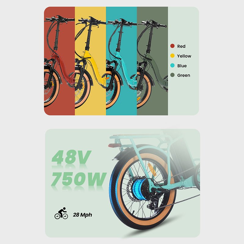 OEM Popular 500W/750W Electric Folding Bike with 48V Lithium Battery Powerful Rear Rack for Delivery Electric City Bicycle