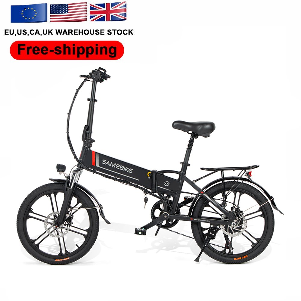 SAMEBIKE EU Stock Aluminum Alloy Frame Disc Brake 7 Speed Gears 48V 10AH Pedal Assist Ebike 350W City Folding electric Bike