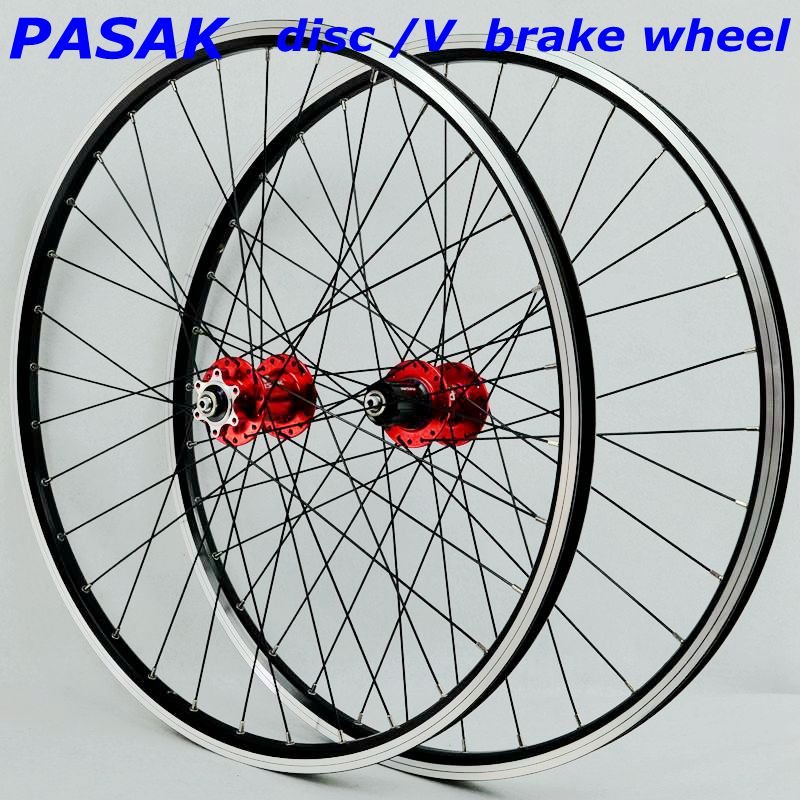 26 "27.5" 29er PASAK bike wheels 4 bearing hub 32 hole disc Vbrake wheels Mountain bike wheels alloy set8-12 speed tape