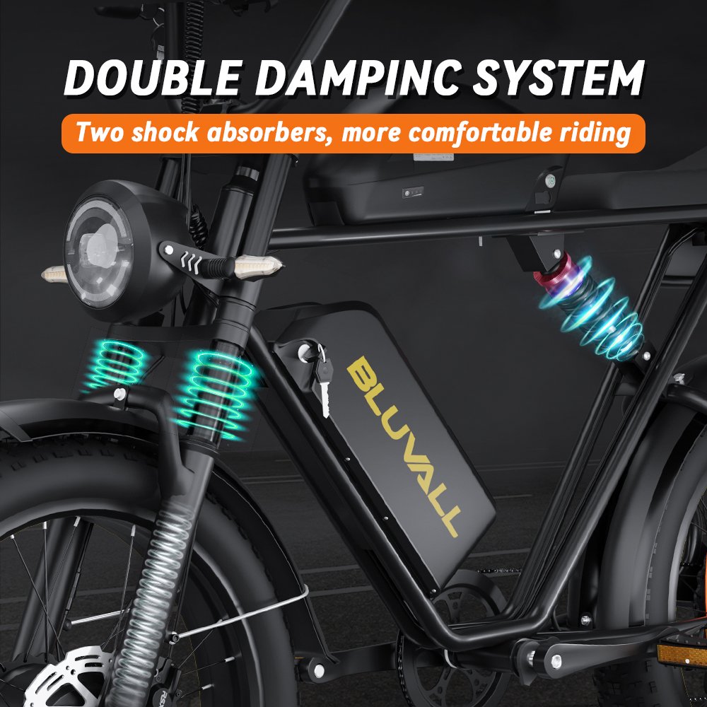 Us Warehouse 52v 20inch Fat Tire Electric Mountain E Bike 7 Speed Snow Bike 2000w Big Power 23ah Dual batteries Electric Bicycle