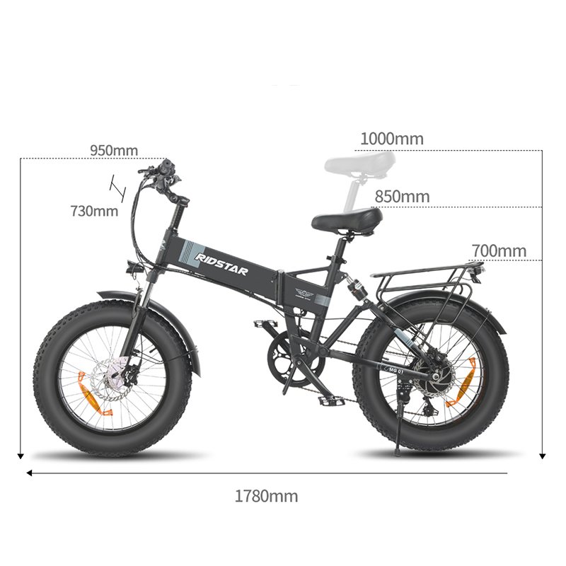 Ridstar H20 ebike portable folding electric bike 1000w 20inch 45km/h fat tire electric mountain bike adult electric bicycle
