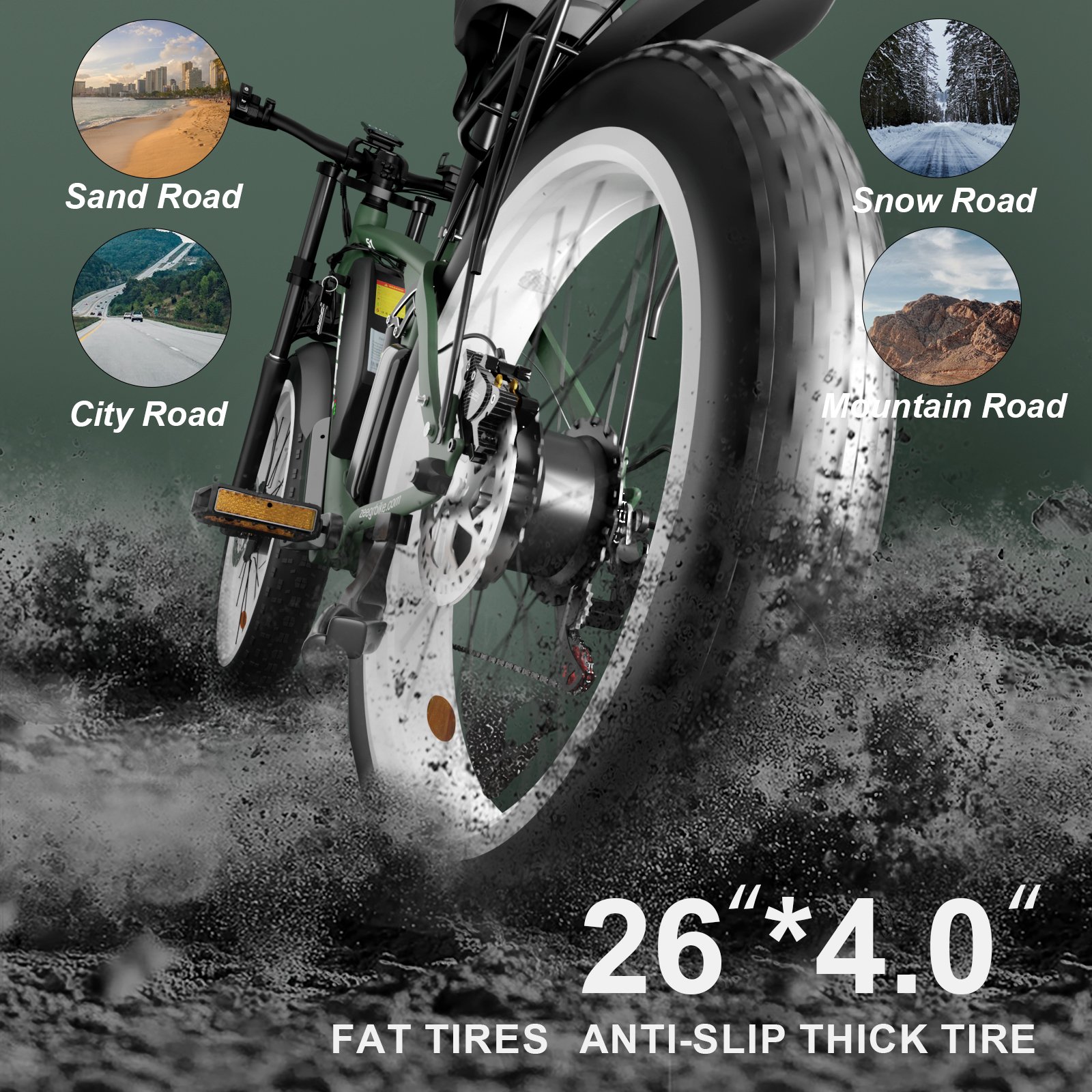 Wholesale 26''Zeegr Electric Bicycle 48V 2000W Ebike 22.4Ah Battery Dual Motor Full Suspension Fat Tire Mountain Electric Bike