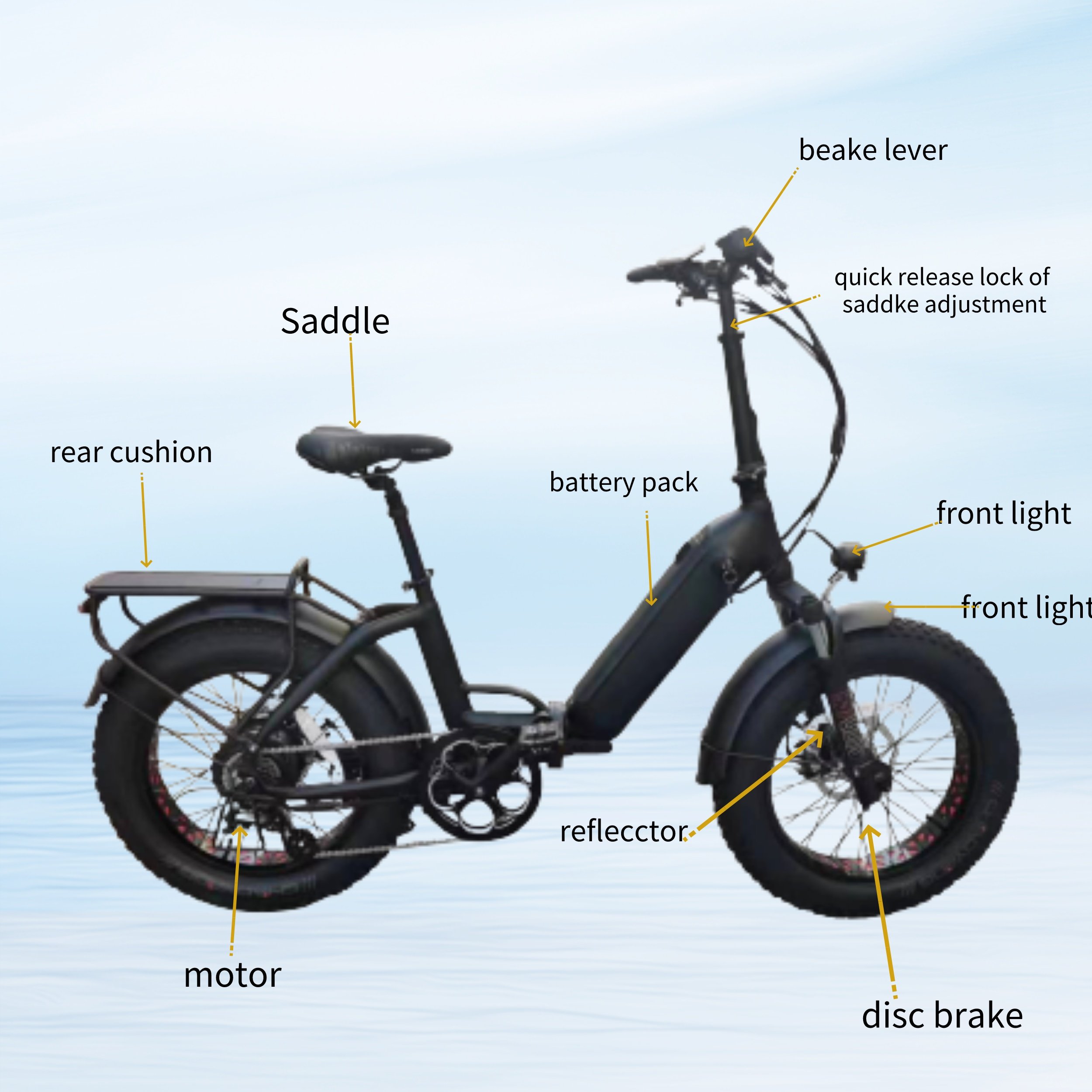 48V rear motor folding electric bicycle fat tire lithium battery electric bicycle for adults