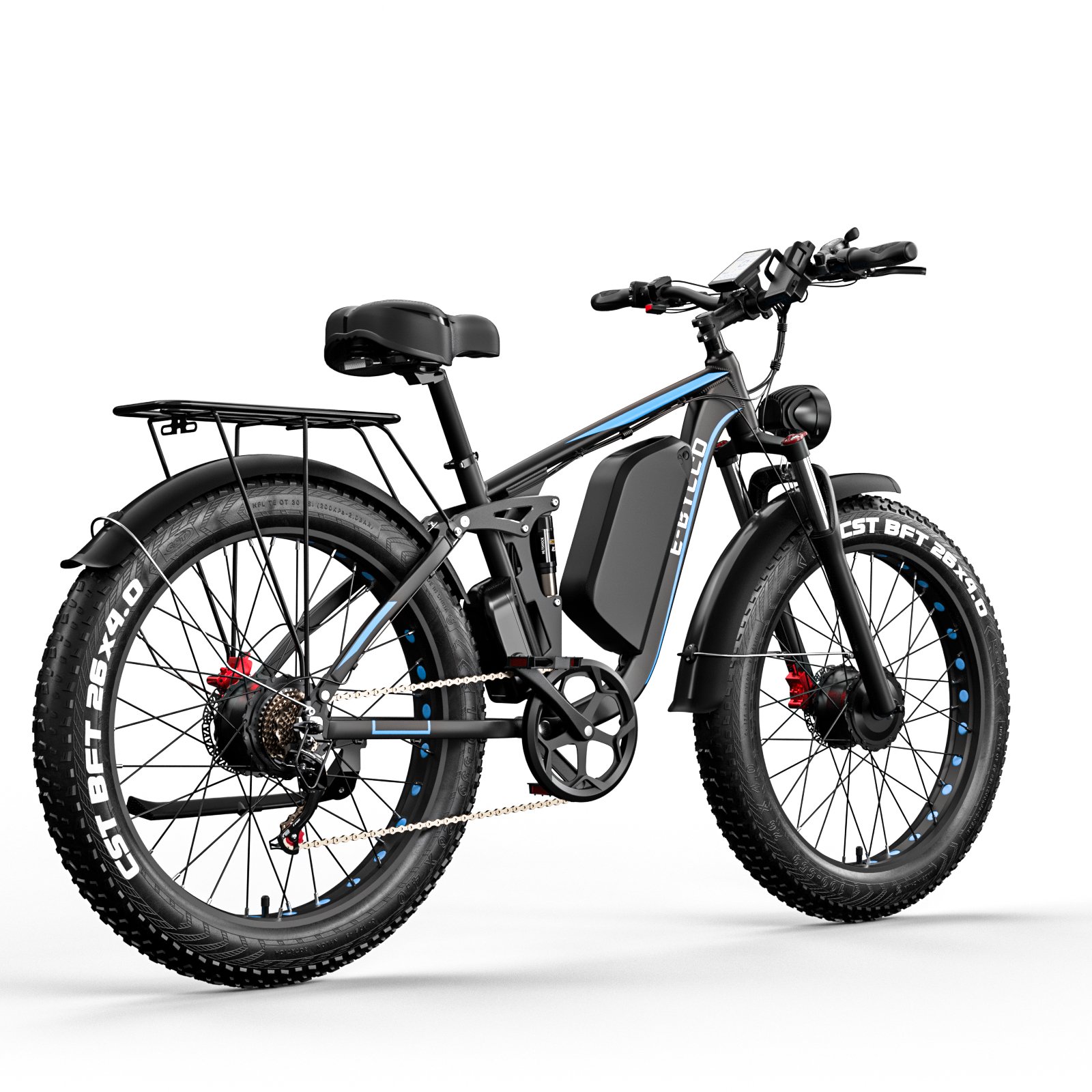 EU STOCK 26 inch Dual motor electrical fat bike 80km range full suspension electric mountain bike