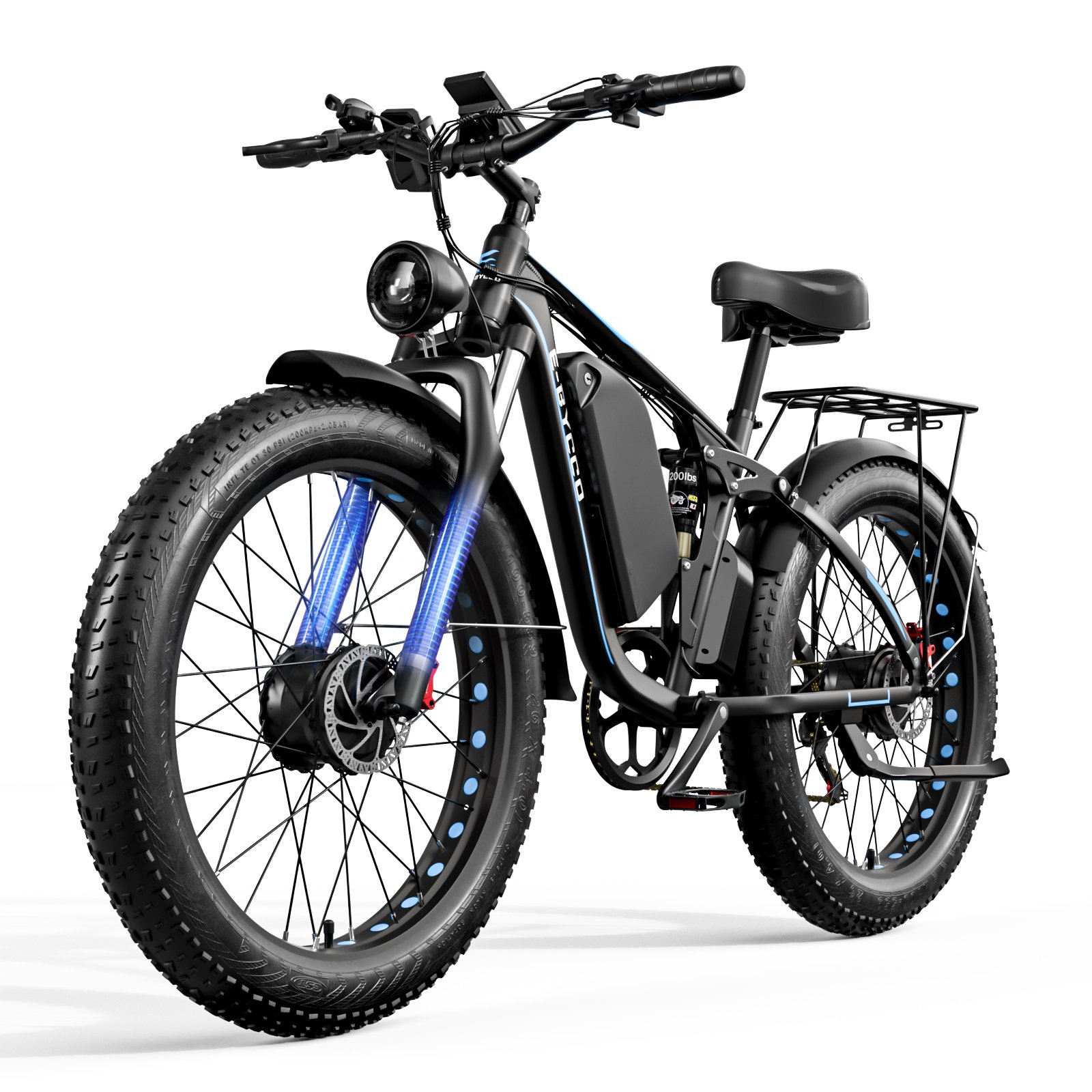 EU STOCK 26 inch Dual motor electrical fat bike 80km range full suspension electric mountain bike