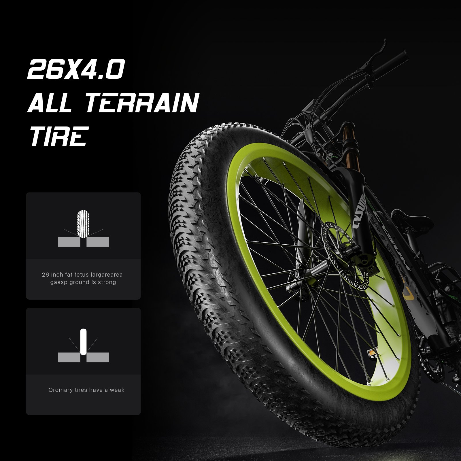 EU Stock Cysum CM900 1000w Motor 26'' Fat tire Electric Bike