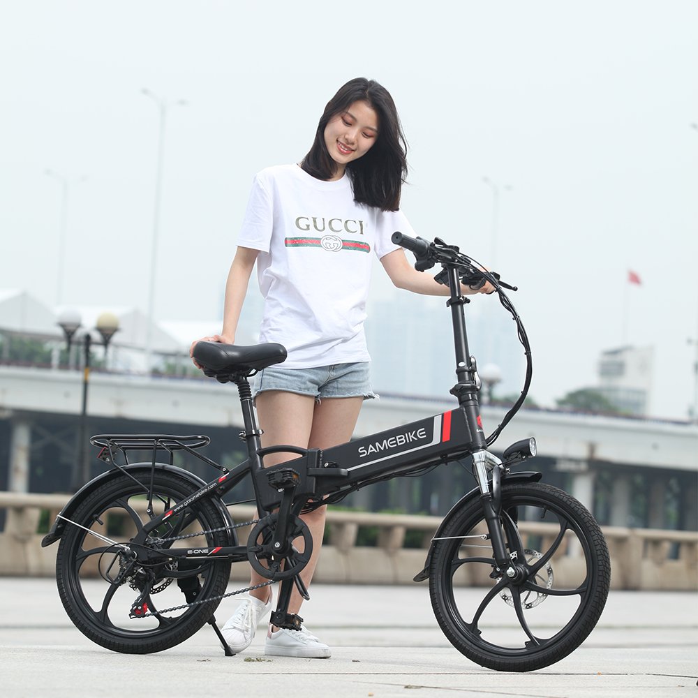 SAMEBIKE 1 year warranty 20 inch light and portable 350w power foldable city removable battery electric bike