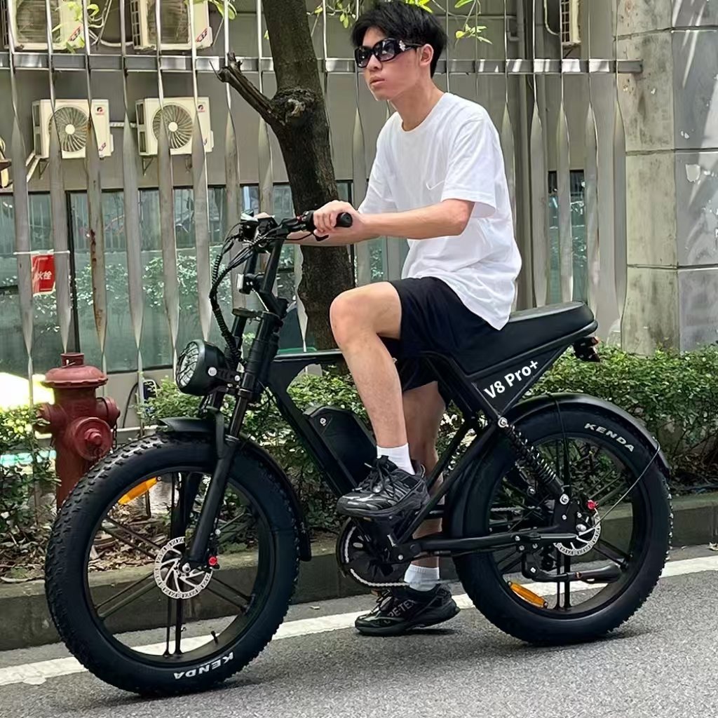 V8 Pro Plus 24Inch Electric Mountain Bike 250W 750W Fat Tire Beach Cruiser All Terrain Off Road Ebike 7 Speed Bicycle