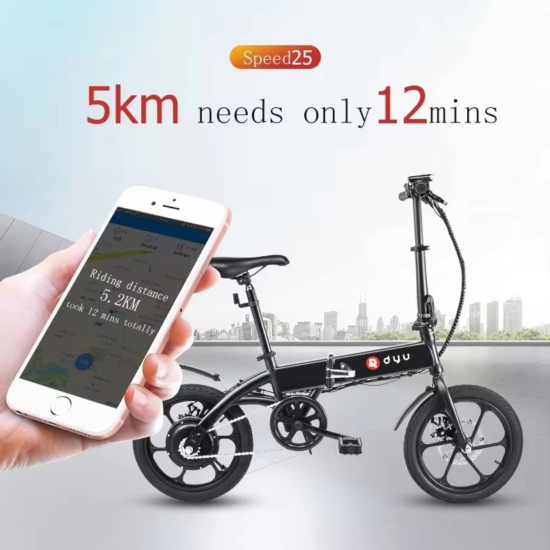DYU A1F Folding Electric Bike 36V 250W e bikes e-bike 7.5AH Battery Disc Brake 16 Inch Road Tires City Electric Bicycle