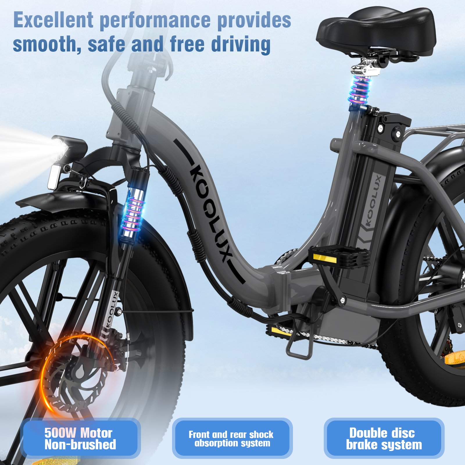 KOOLUX Powerful Motor 20*4 INCH 500W 15Ah 48V European UK Stock E- Bike Iron Frame Foldable Fat Tire Dirt Electric City Bike