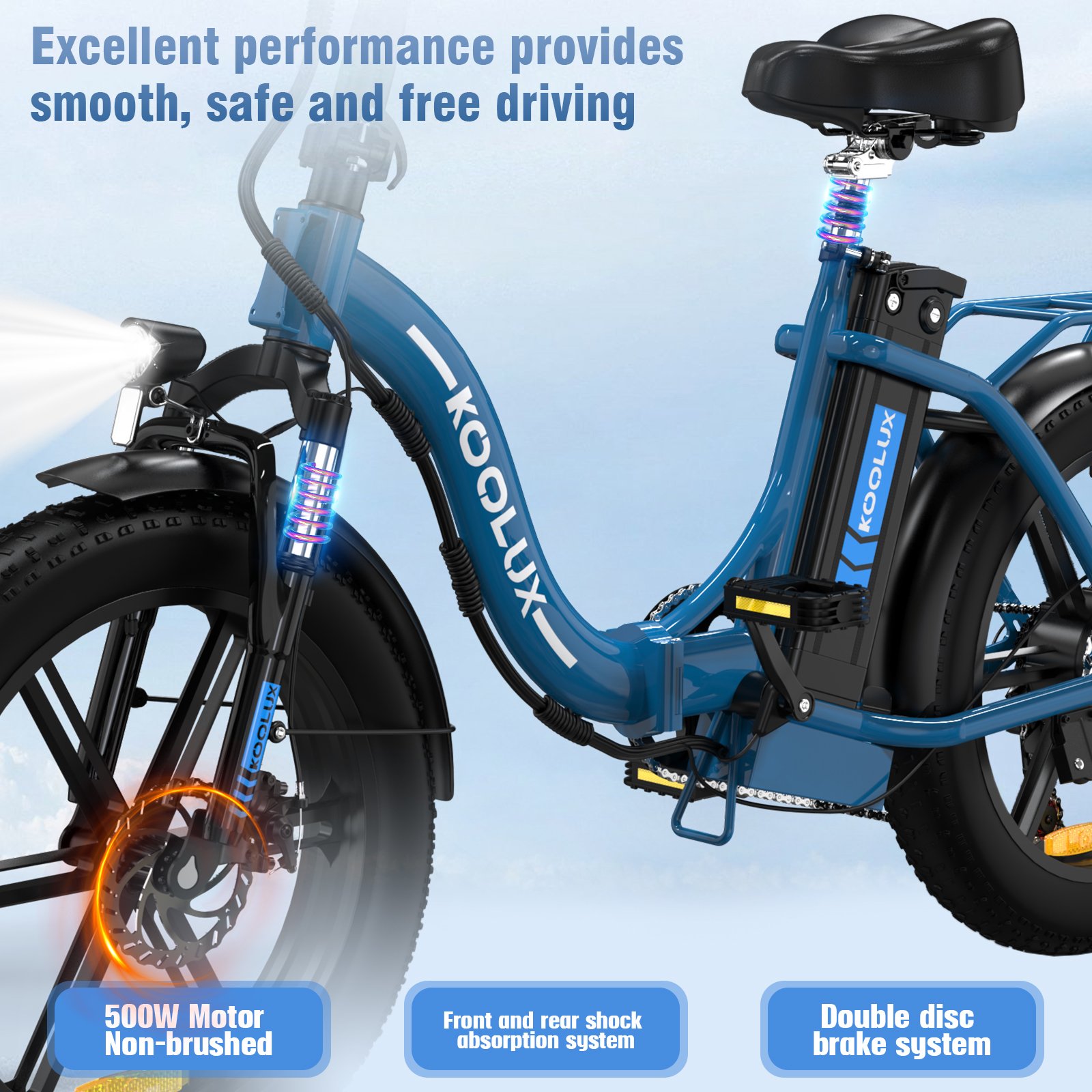 KOOLUX Powerful Motor 20*4 INCH 500W 15Ah 48V European UK Stock E- Bike Iron Frame Foldable Fat Tire Dirt Electric City Bike