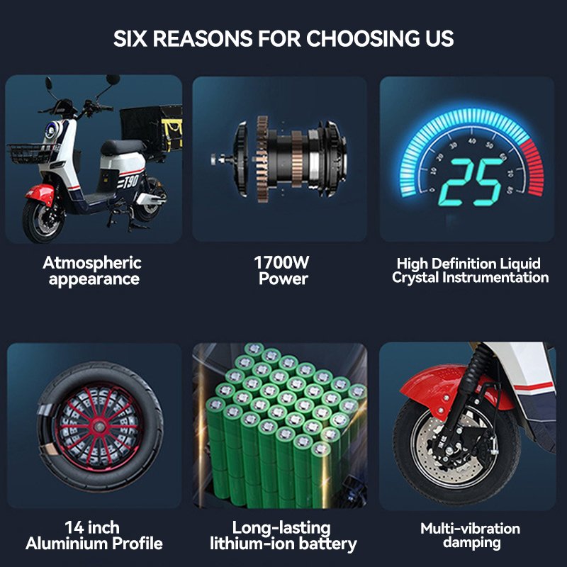 Best Selling China New 1700W 1500W Powerful Electric Motorcycles with Lithium Battery Powered City Electric Bike for 2 Person