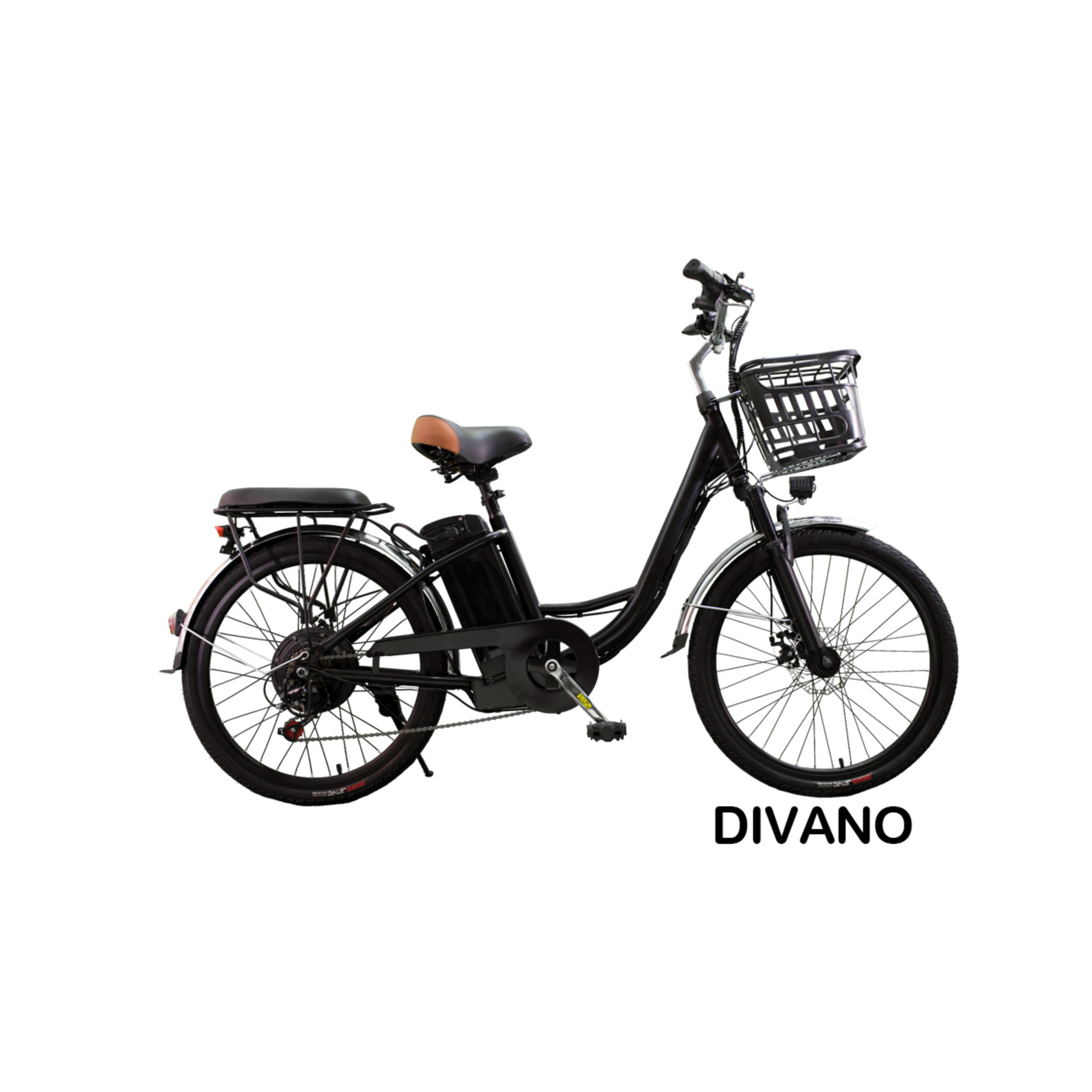 Divano High Quality Electric Bicycle 24 Inch 7 Speed 48V Steel Black City E-Bike For Urban Travel